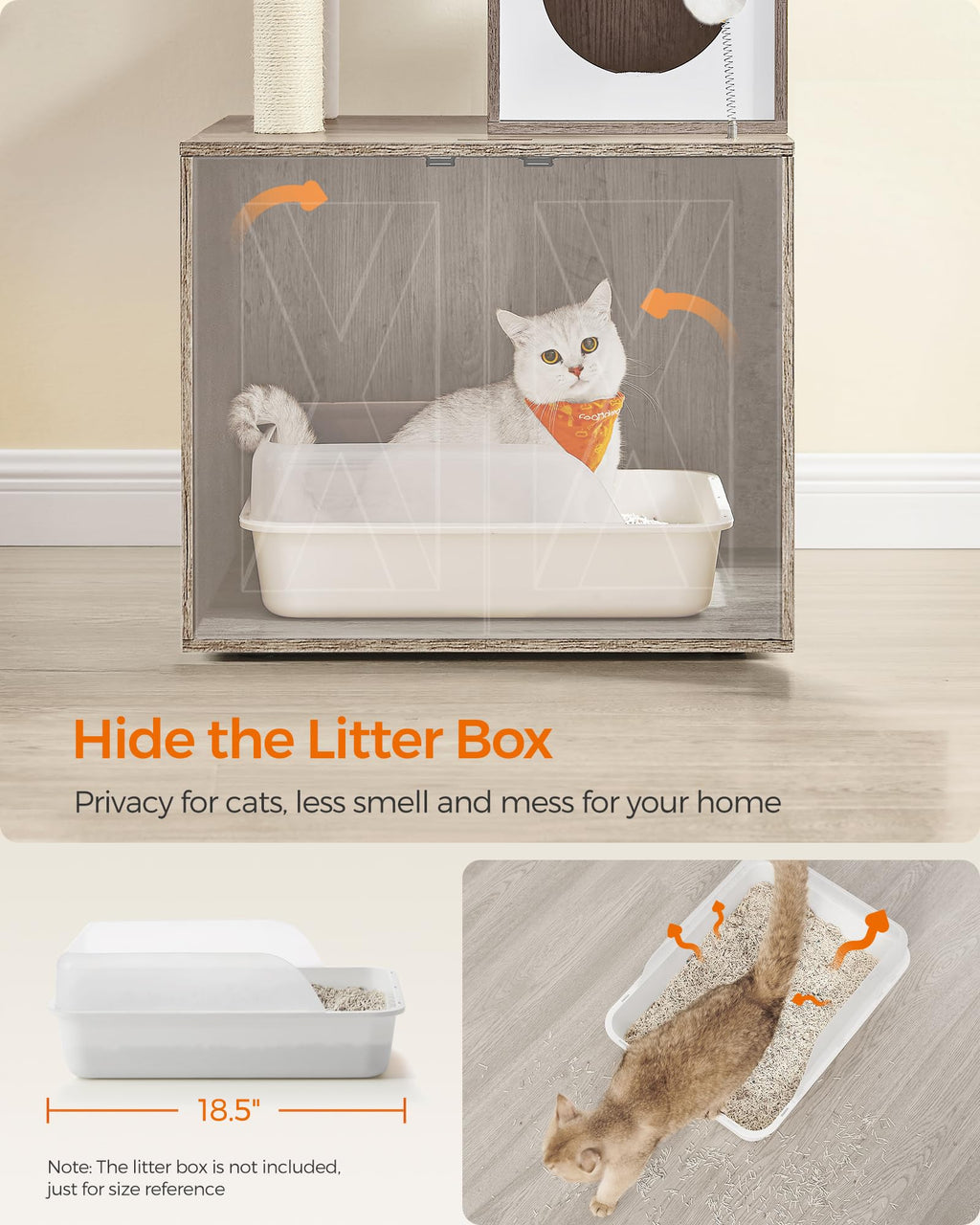 70.1-Inch Tall Cat Tree with Litter Box Enclosure X216219