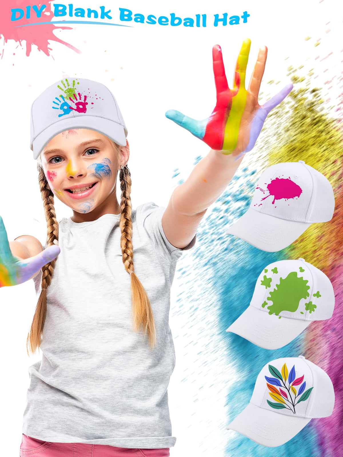 30 Pcs White Cotton Kids Baseball Cap A7497