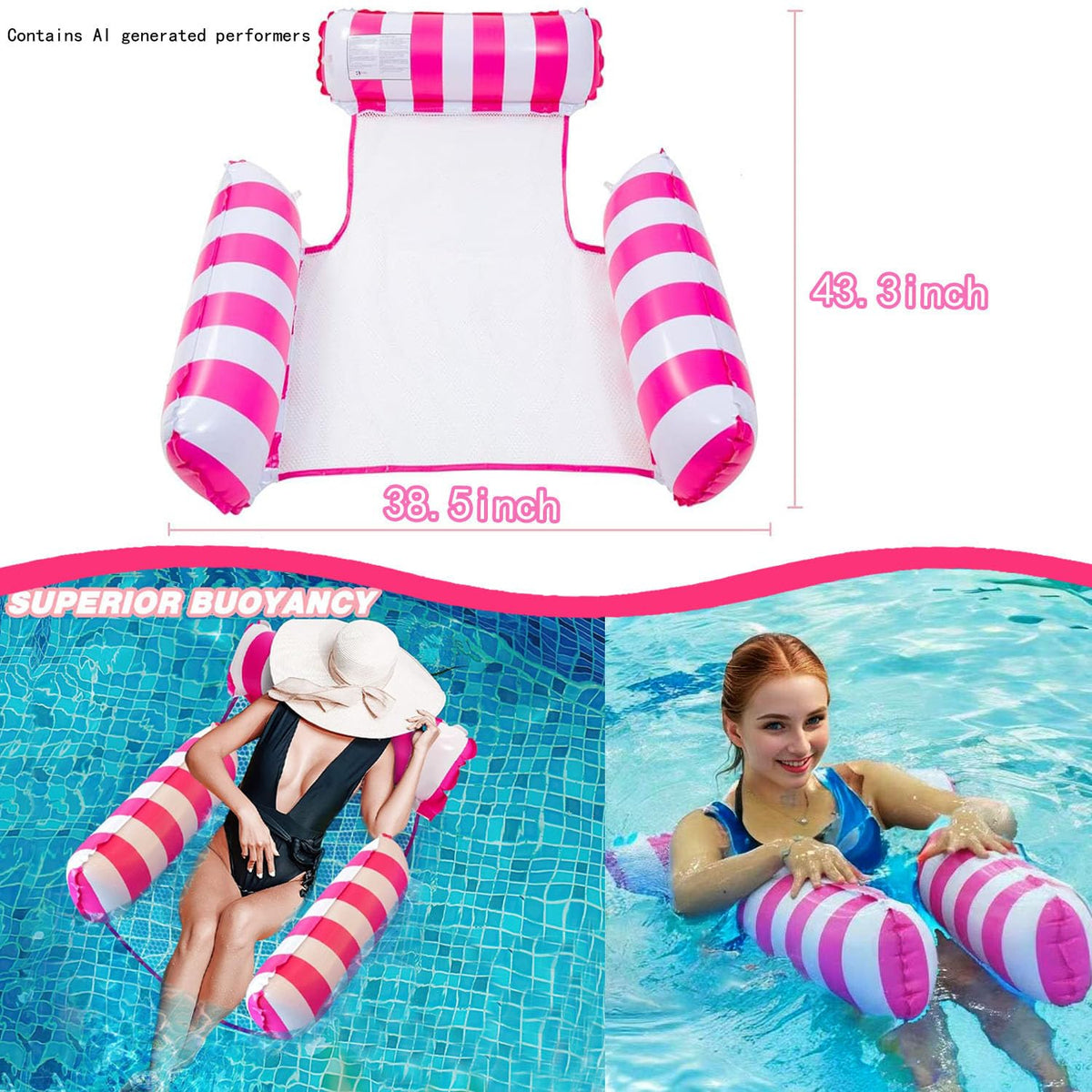 2 Pack Inflatable Pool Floats Chair Bed Hammock J952