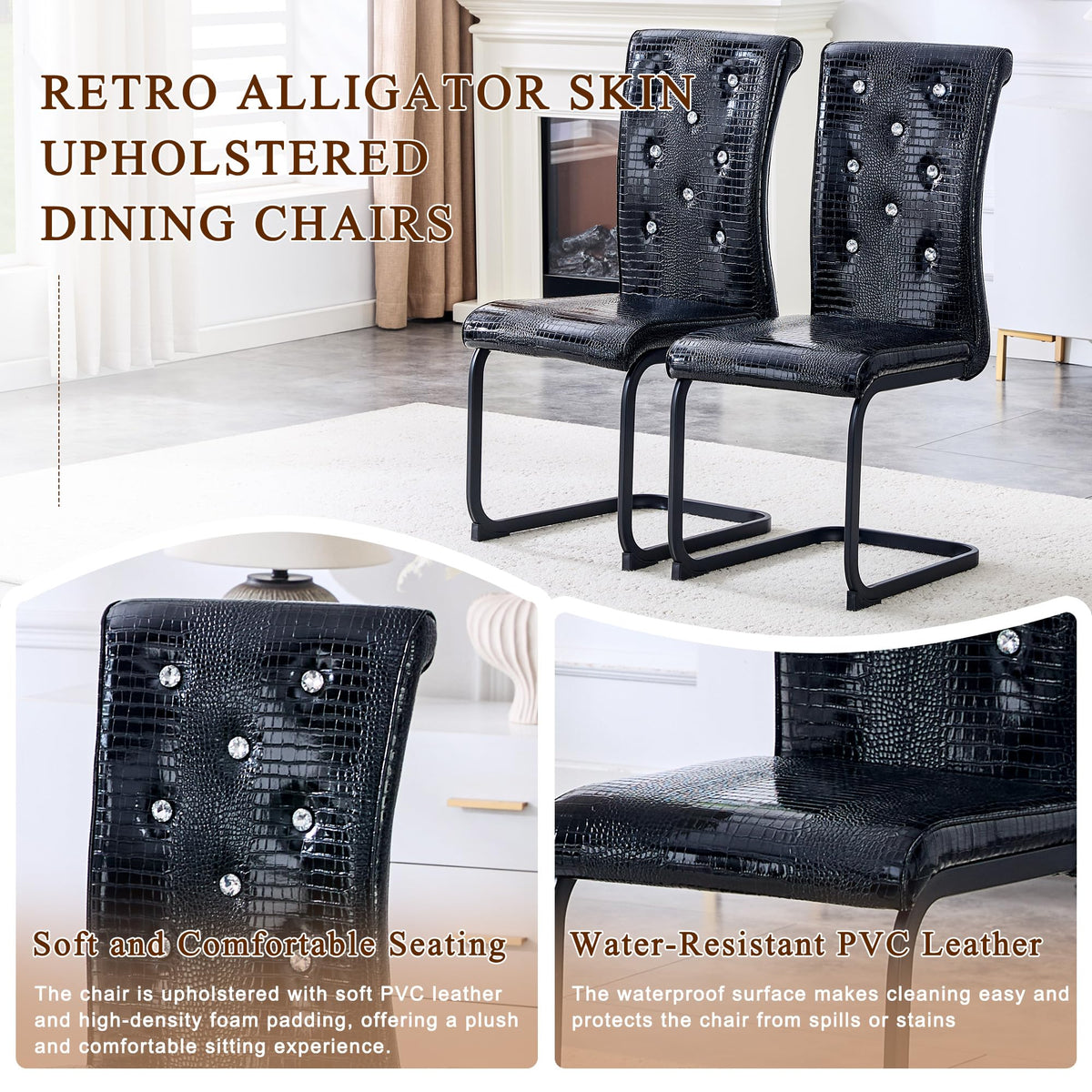 PU Leather Dining Chairs Set of 2 Upholstered High Back B959