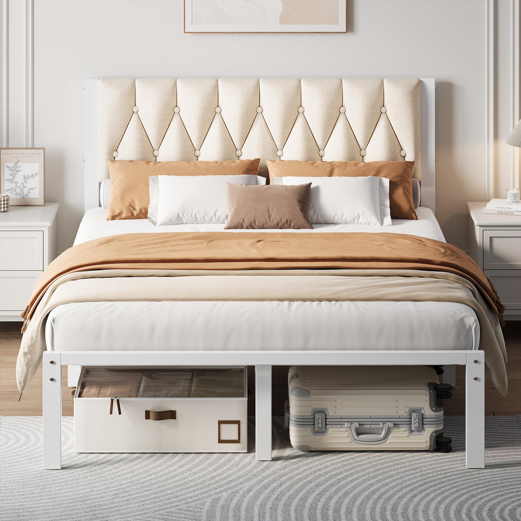 Full Size Upholstered Bed Frame with Tufted Headboard W764154