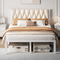 Full Size Upholstered Bed Frame with Tufted Headboard W764154