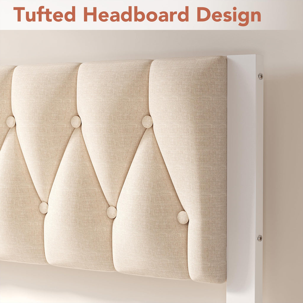 Full Size Upholstered Bed Frame with Tufted Headboard W764154