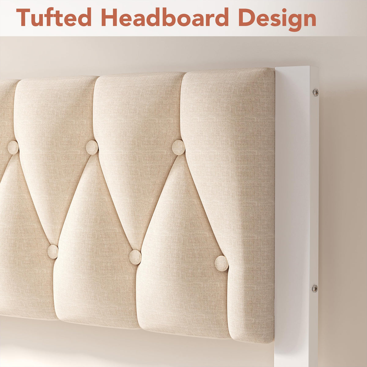 Full Size Upholstered Bed Frame with Tufted Headboard W764154