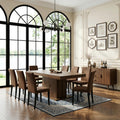 Brown 9 Piece Extendable Dining Table Set with 8 Suede Chairs S7097
