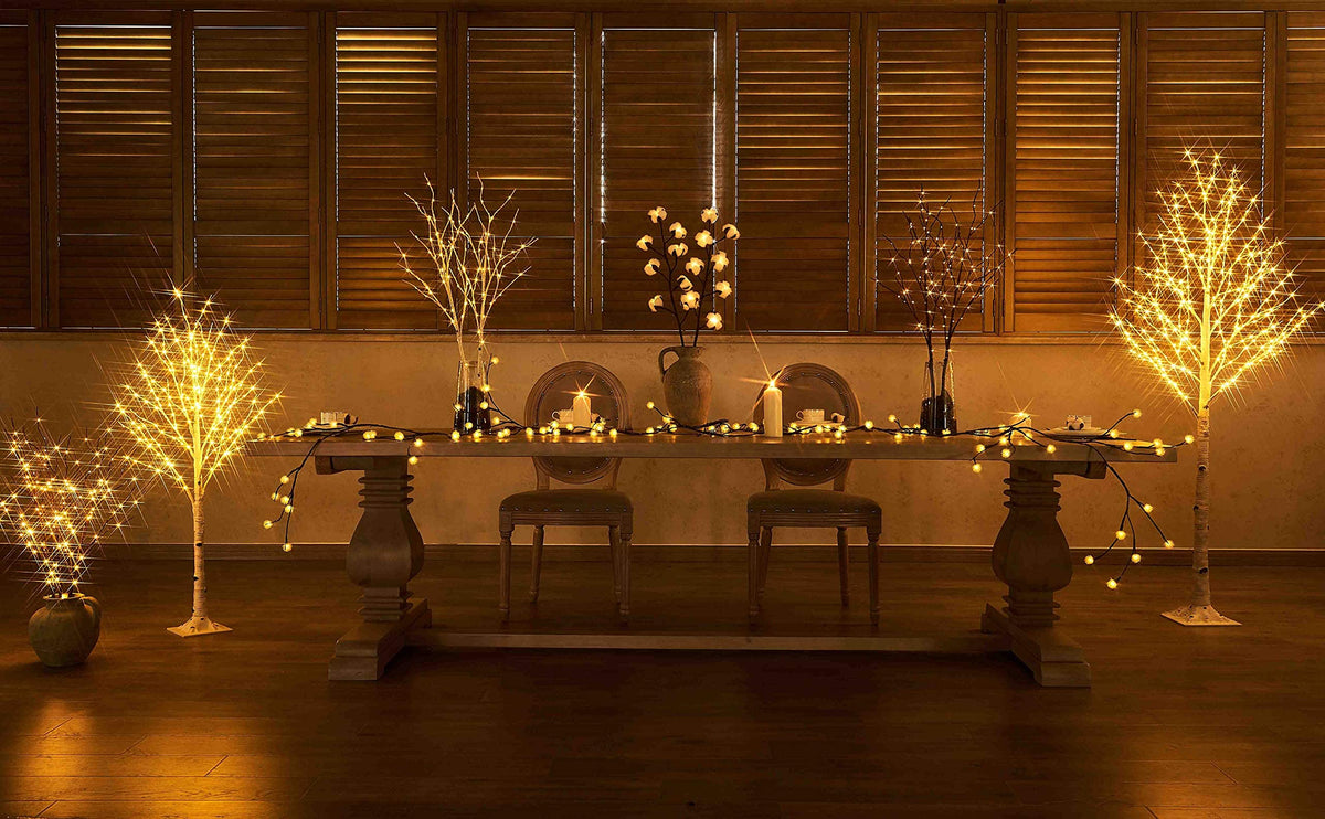 Lighted White Birch Twig Branches 30IN 150 LED with Timer and Dimmer W275294