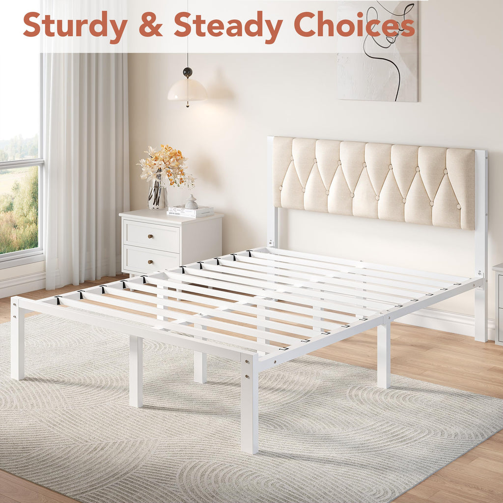 Full Size Upholstered Bed Frame with Tufted Headboard W764154
