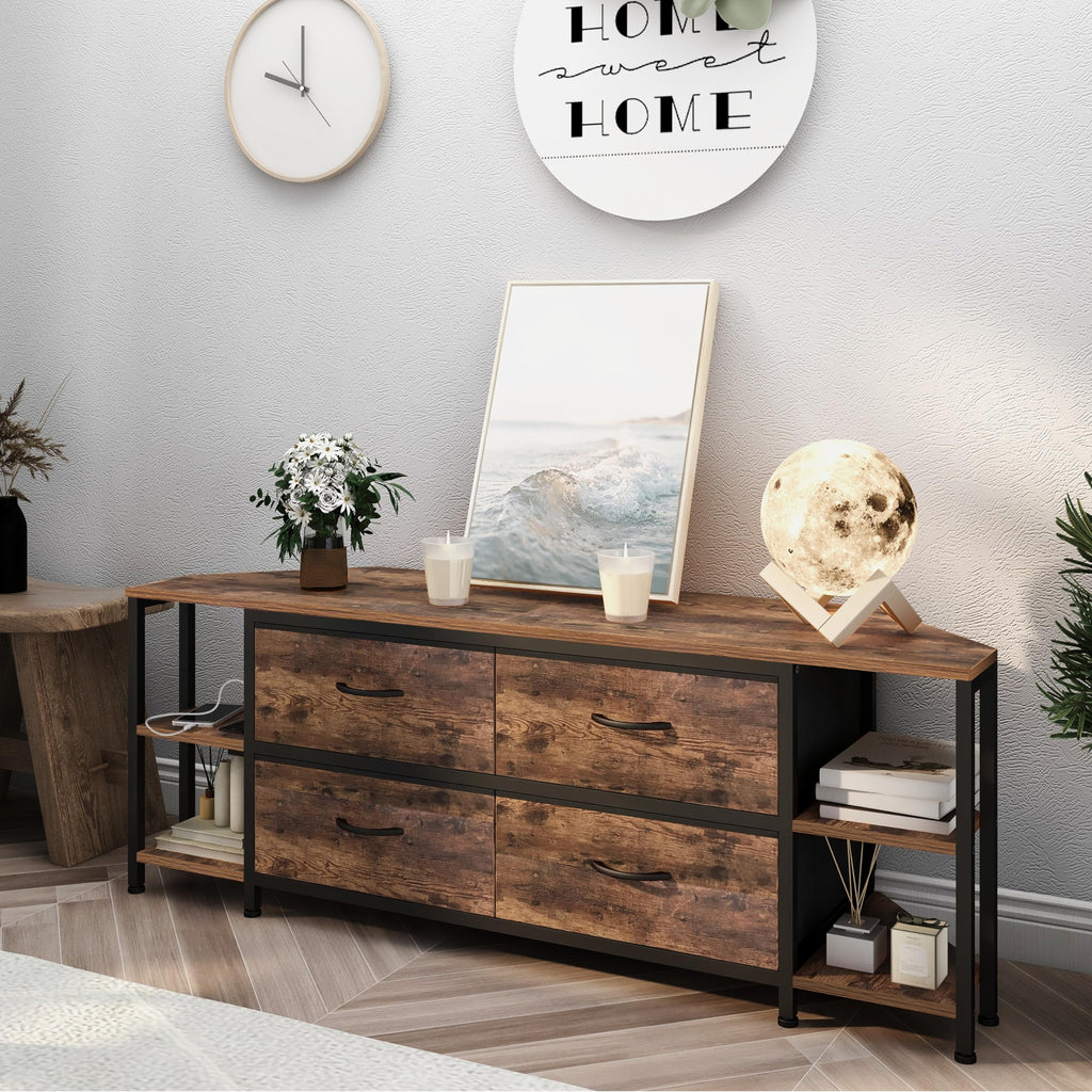 Brown Corner TV Stand with Drawer V2398