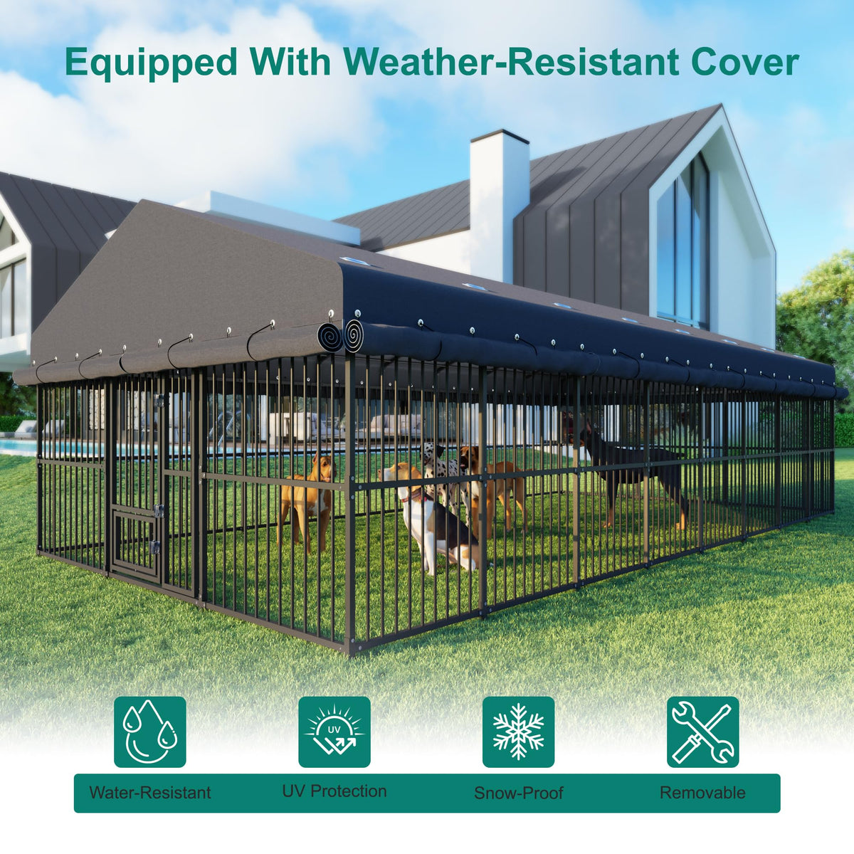 10x20x6.5 FT Outdoor Dog Kennel with Roof N25960