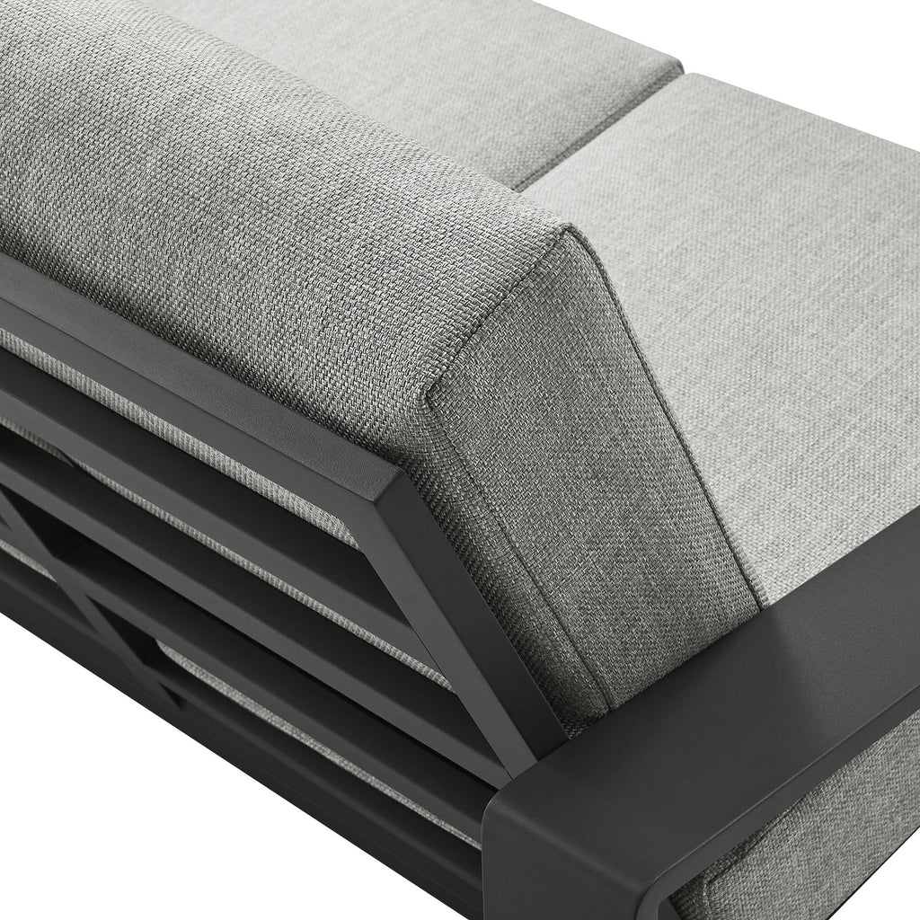 Light Gray Aluminum Outdoor Loveseat with Removable Cushions N4369