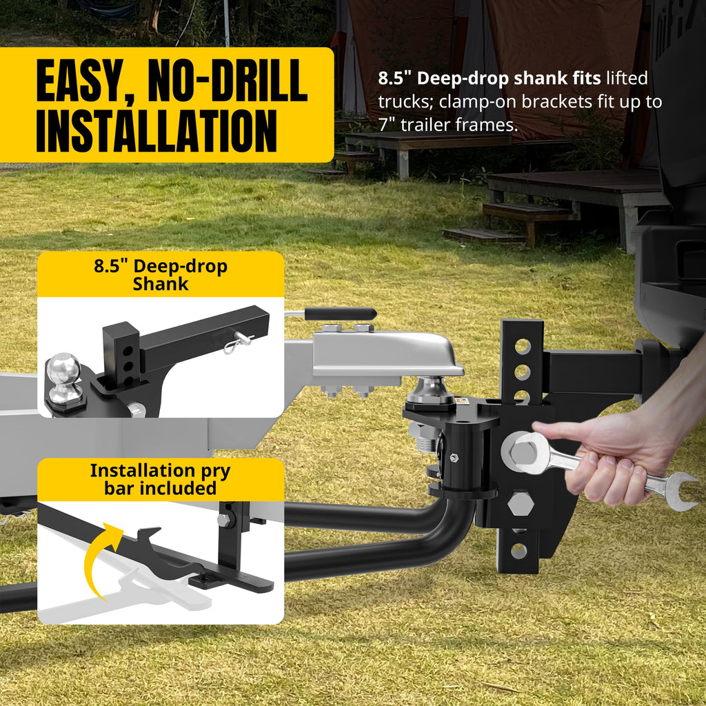 Weight Distribution Hitch with Sway Control Kit, 11,500 lb Capacity, Black Q81223