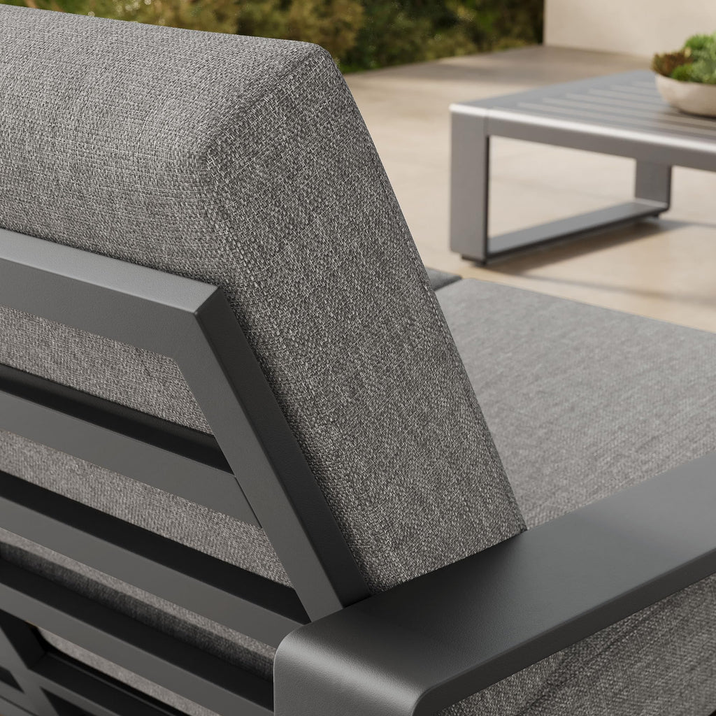 Light Gray Aluminum Outdoor Loveseat with Removable Cushions N4369