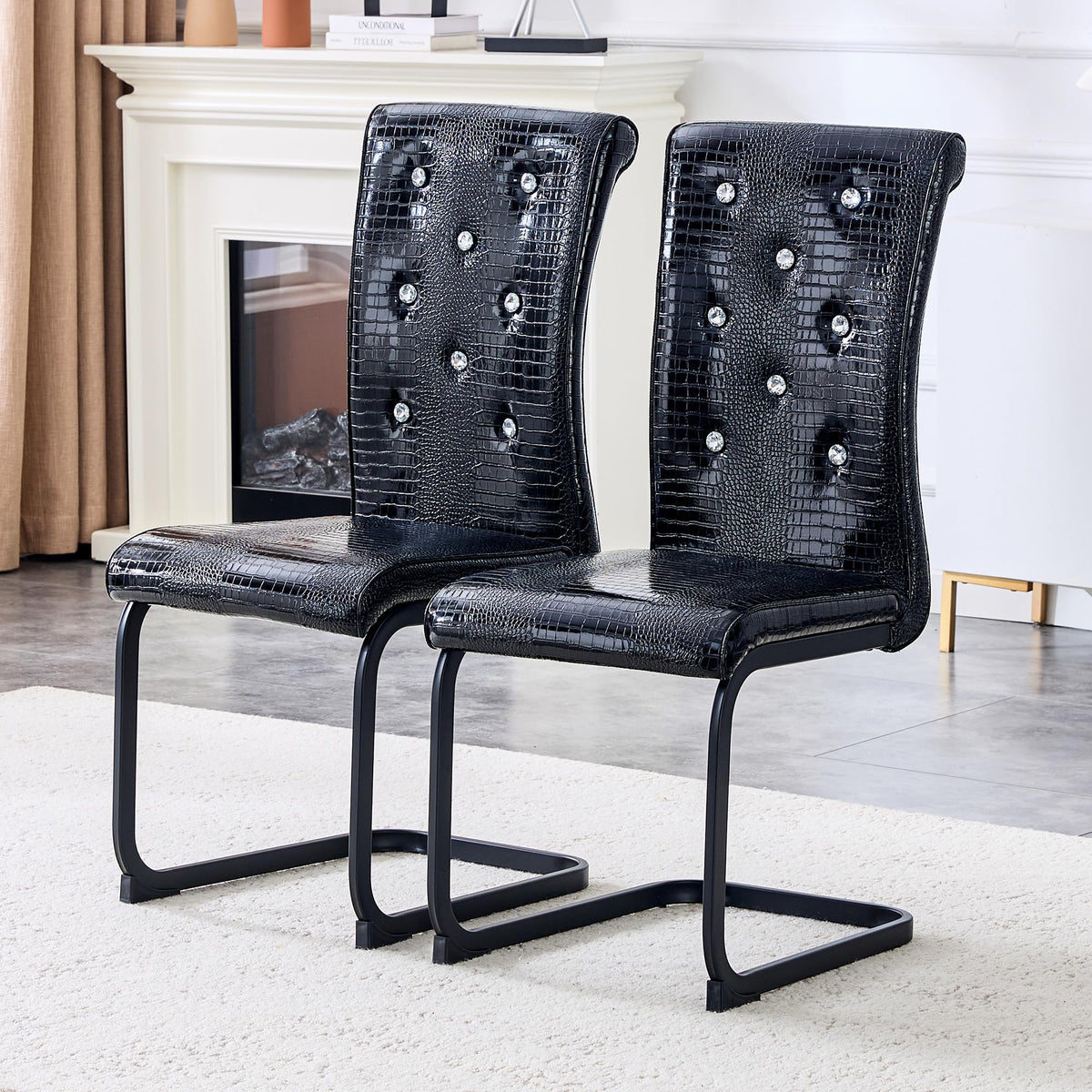 PU Leather Dining Chairs Set of 2 Upholstered High Back B959