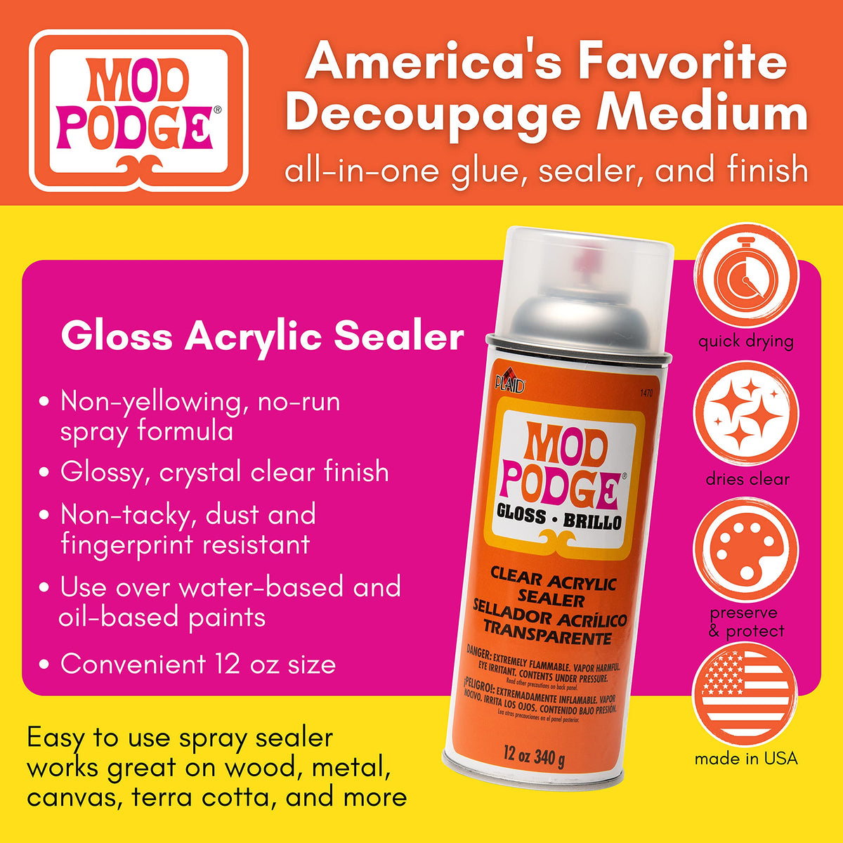 Acrylic Sealer Spray, 12 ounce, Gloss U66532