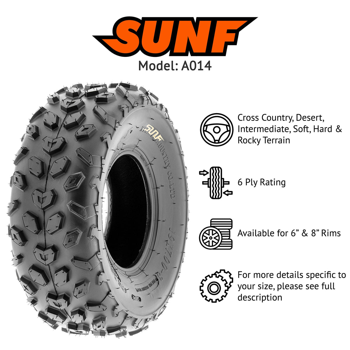 19x7-8 Knobby ATV & Go Kart Tires, Tubeless Pair of 2 R39071