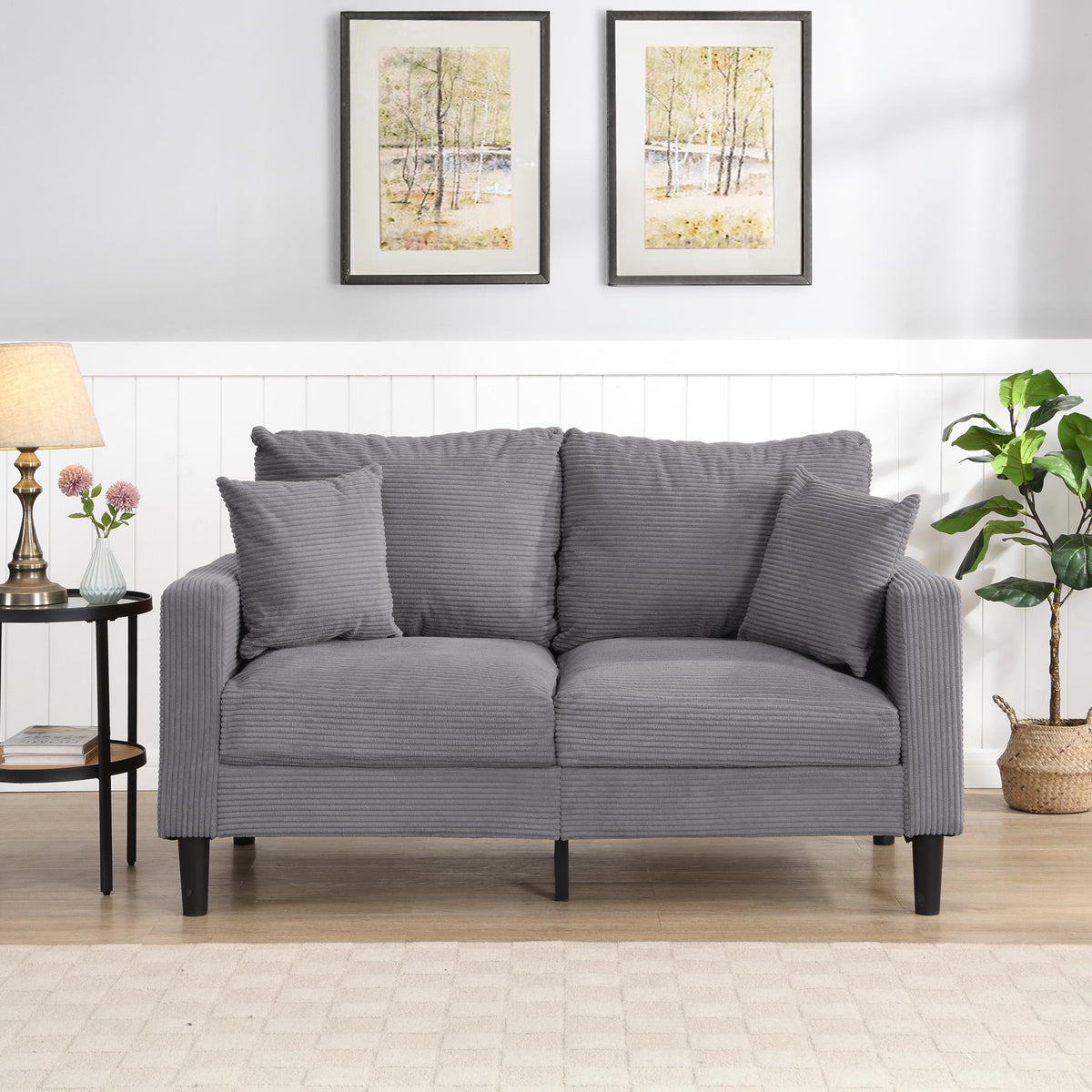 Light Gray Upholstered Loveseat Sofa Z667257