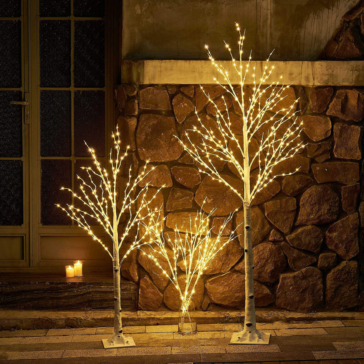 Lighted White Birch Twig Branches 30IN 150 LED with Timer and Dimmer W275294